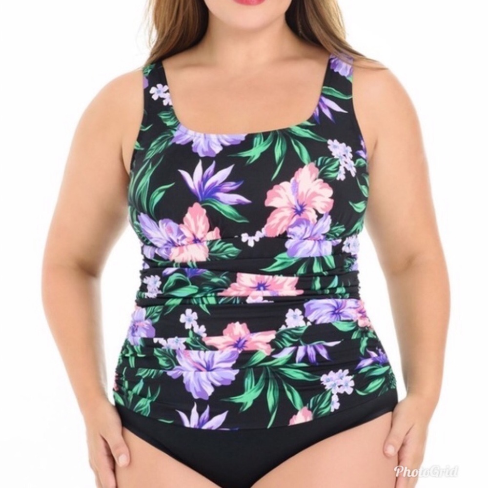 Croft & Barrow Floral Body Sculptor Plus One-Piece Swimsuit 24W